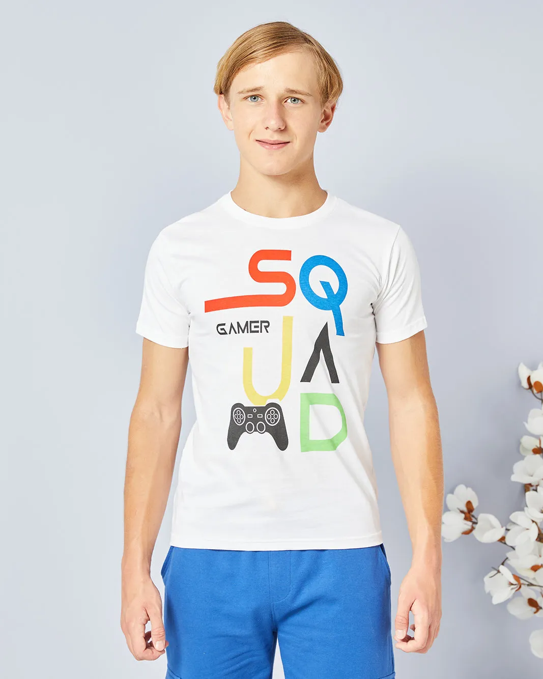 Senior Boys White Printed T-Shirt sold by Redtag
