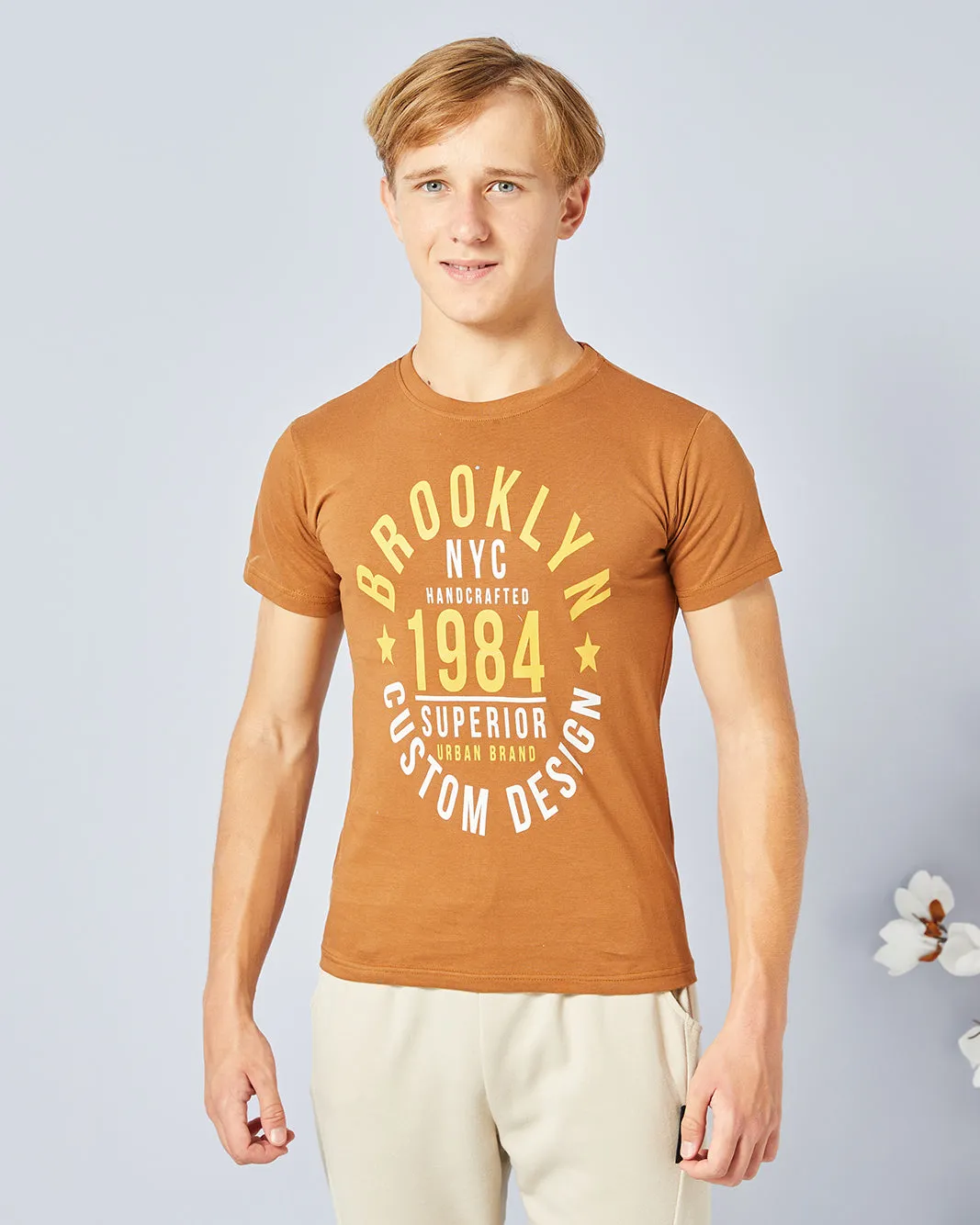 Senior Boys Rust Printed T-Shirt sold by Redtag
