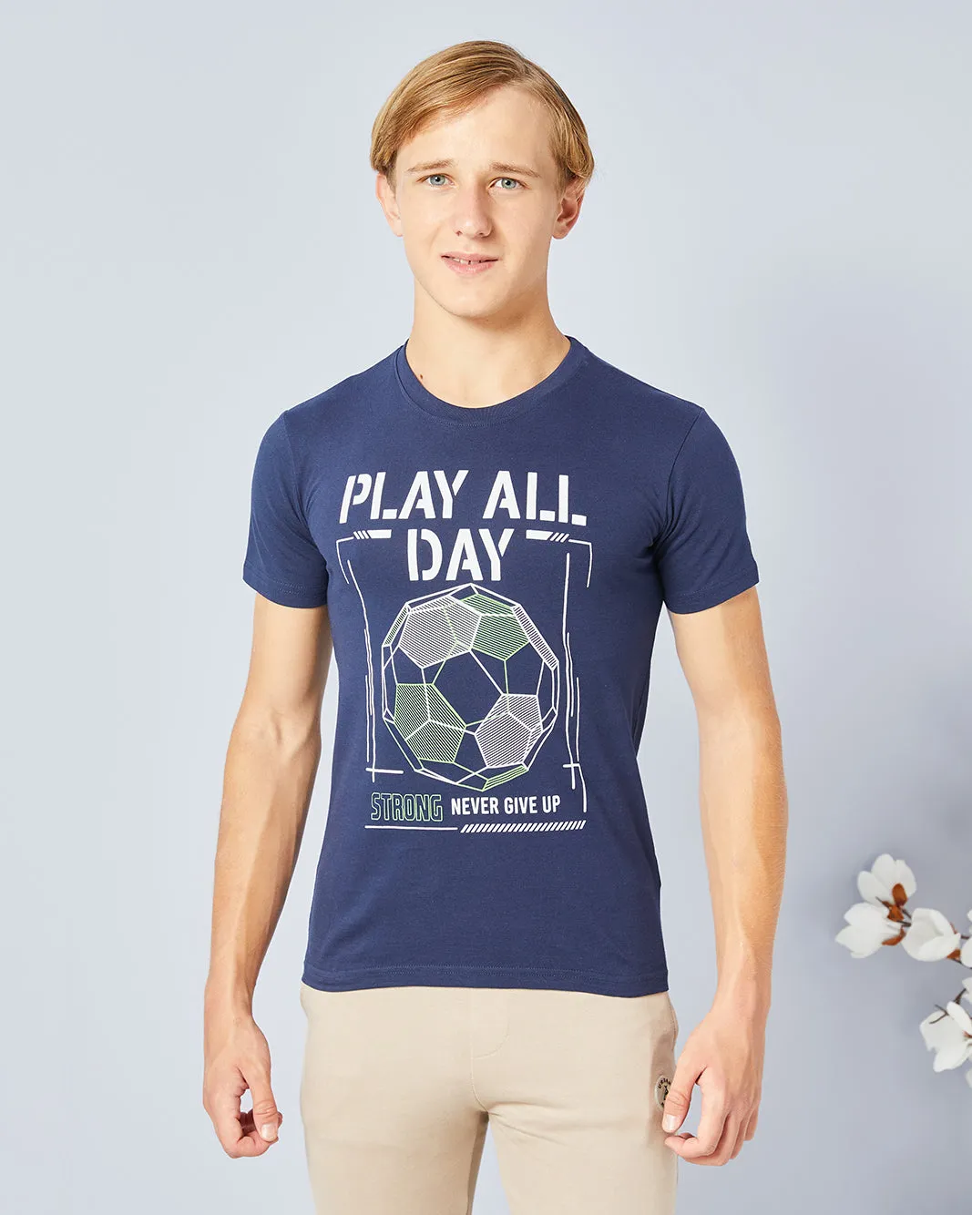 Senior Boys Navy Printed T-Shirt sold by Redtag