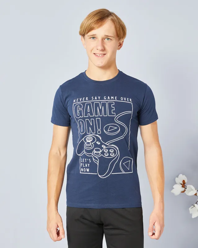 Senior Boys Navy Printed T-Shirt sold by Redtag
