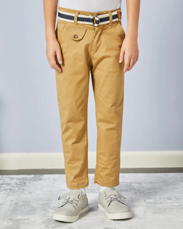 Boys Beige Belted Trousers sold by Redtag