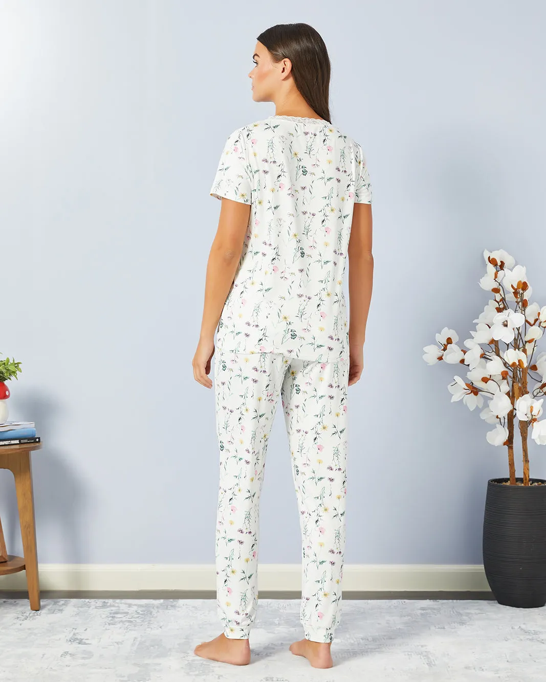Women White Printed Pajama Set (2 Piece) sold by Redtag product image thumbnail 4