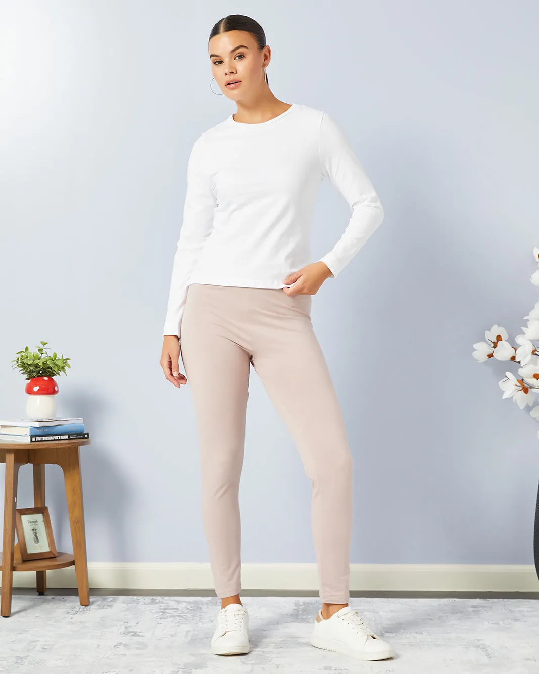 Women Beige Full Length Legging sold by Redtag product image thumbnail 2