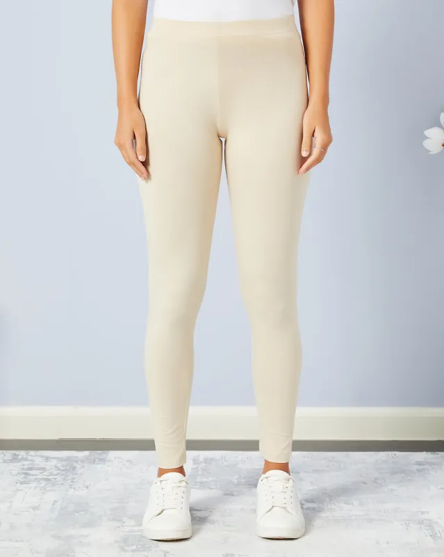Women Cream Full Length Legging sold by Redtag
