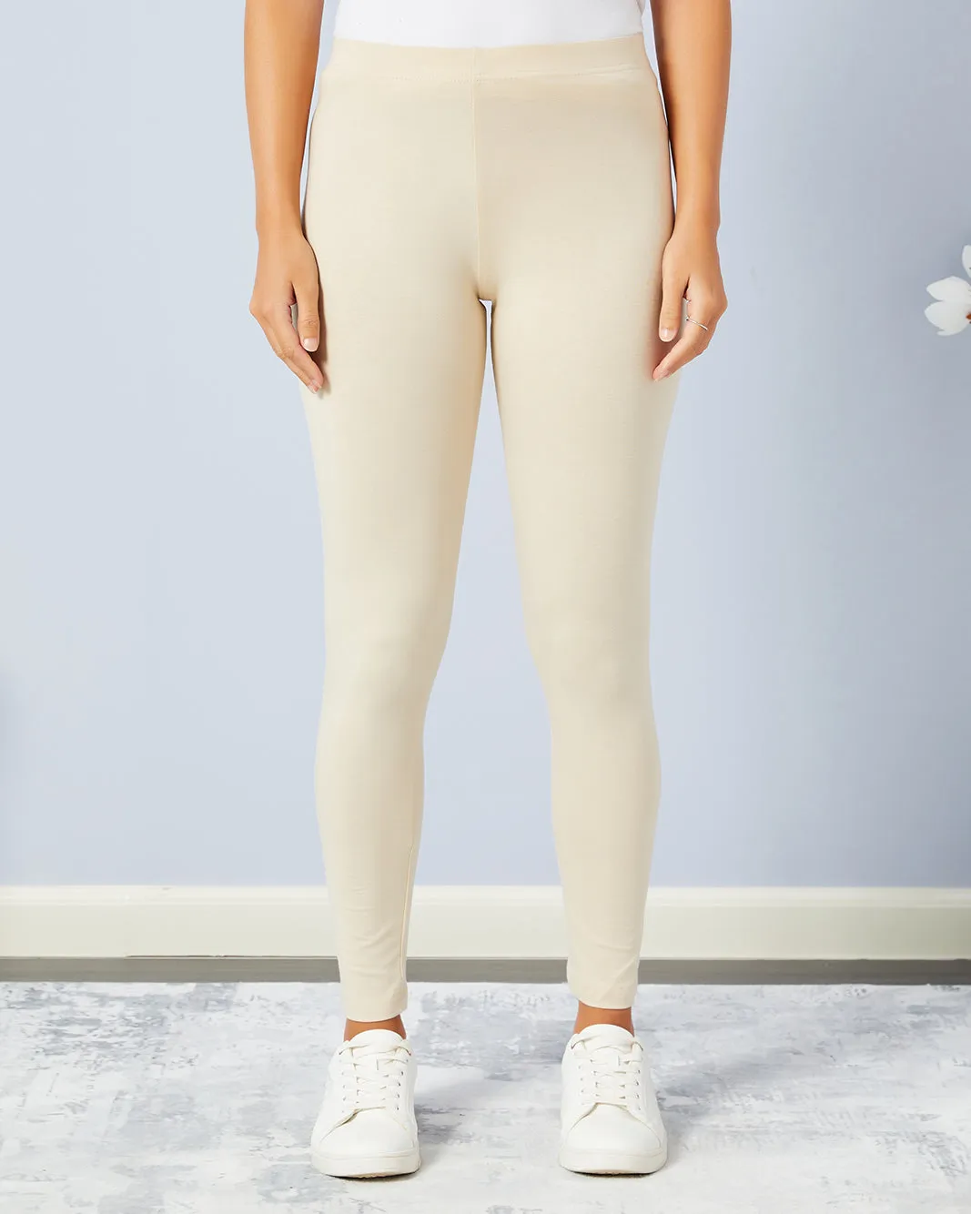 Women Cream Full Length Legging sold by Redtag