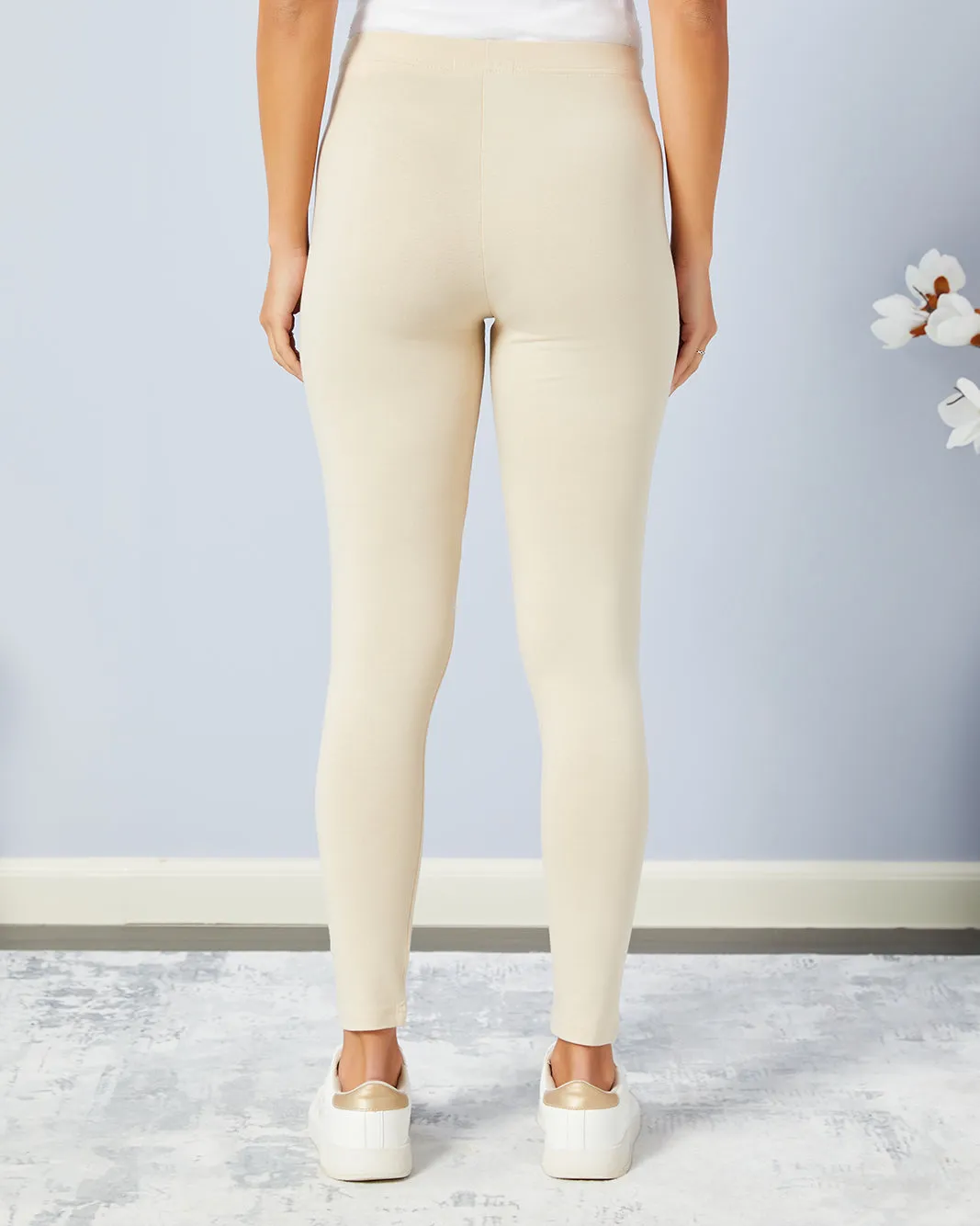 Women Cream Full Length Legging sold by Redtag product image thumbnail 3
