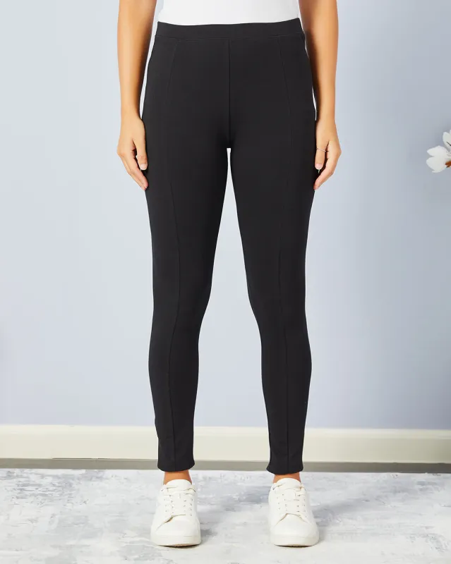 Women Black Front Seam Legging sold by Redtag