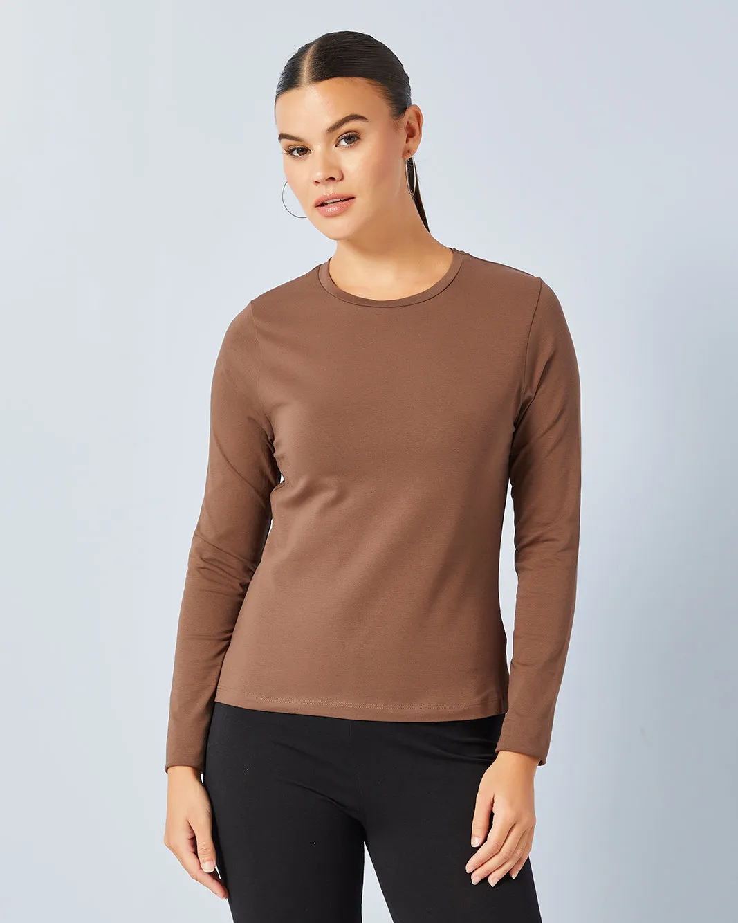 Women Brown Solid Long Sleeve T-Shirt sold by Redtag