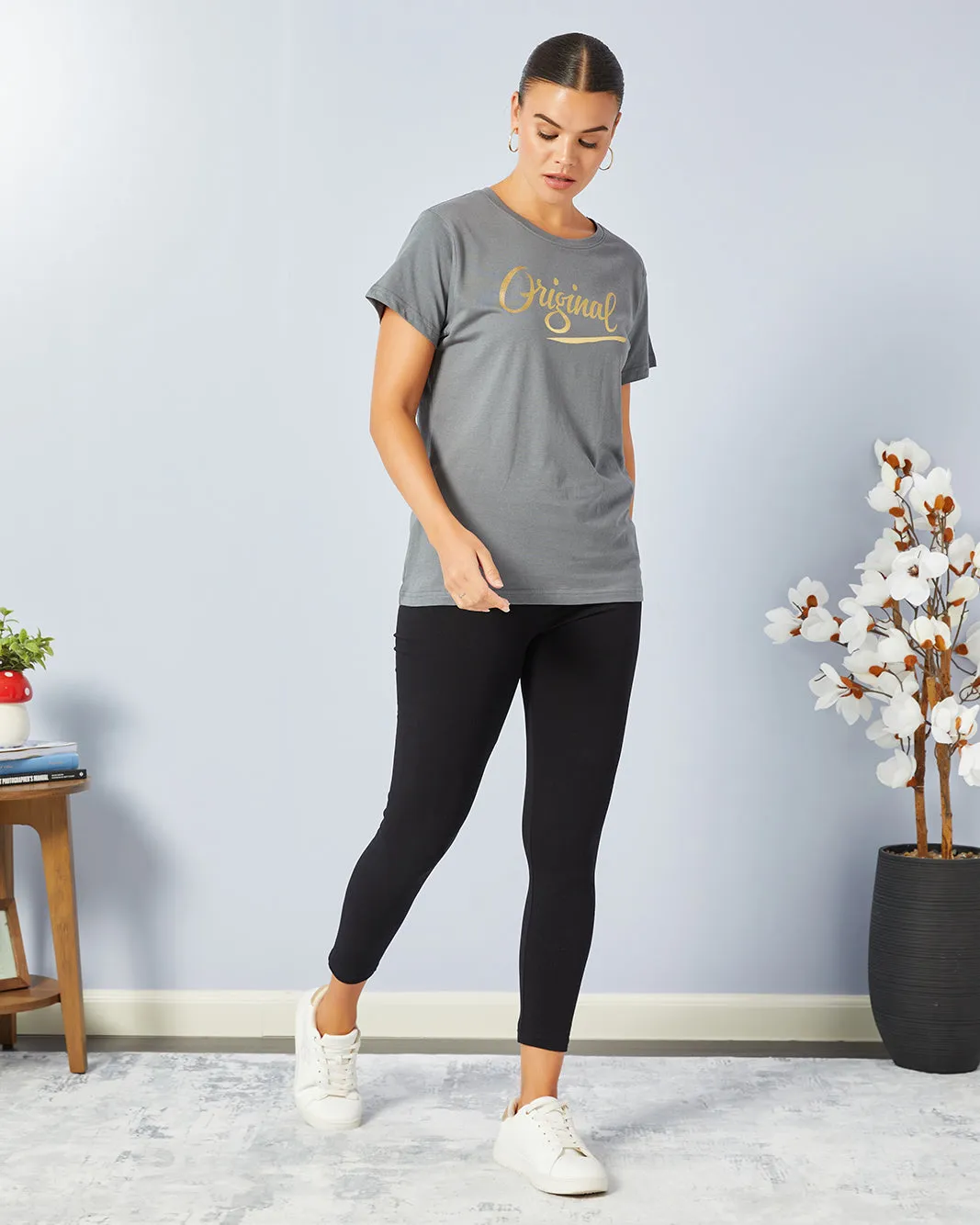 Woman Grey Graphic T-Shirt sold by Redtag product image thumbnail 2