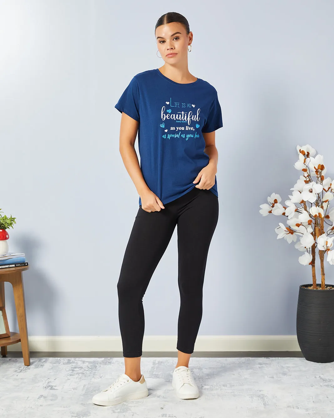 Woman Navy Graphic T-Shirt sold by Redtag product image thumbnail 2