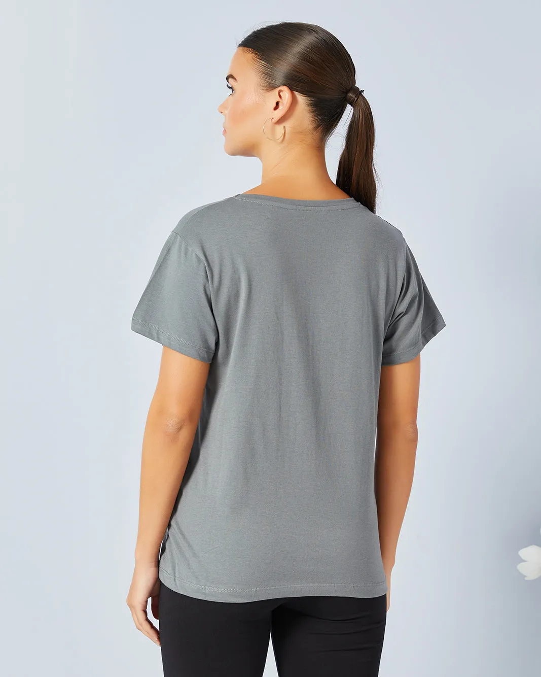Women Grey Basic Graphic T-Shirt sold by Redtag product image thumbnail 3