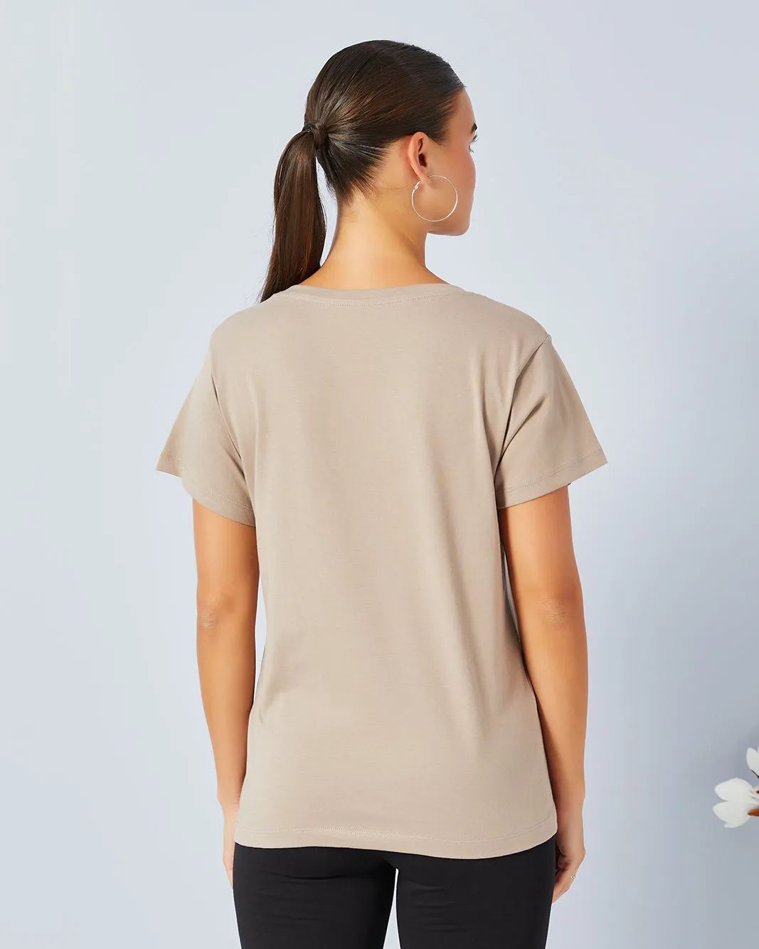 Women Beige Basic Graphic T-Shirt sold by Redtag product image thumbnail 3