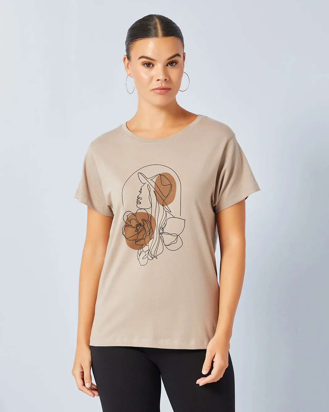 Women Beige Basic Graphic T-Shirt sold by Redtag