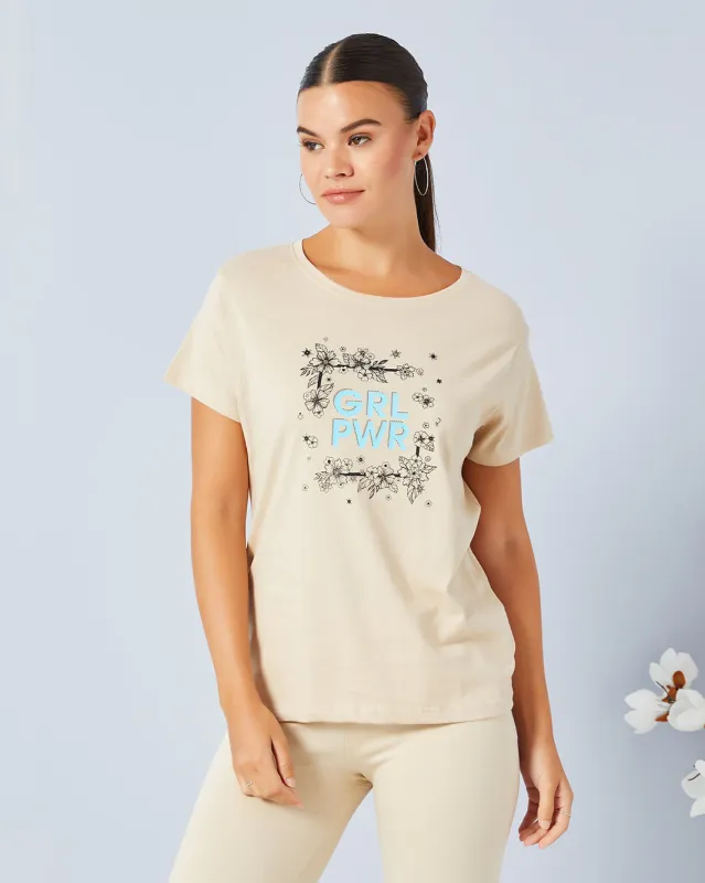 Women Beige Basic Graphic T-Shirt sold by Redtag