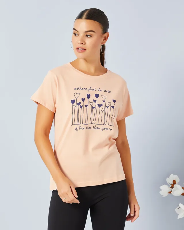Women Pink Basic Graphic T-Shirt sold by Redtag
