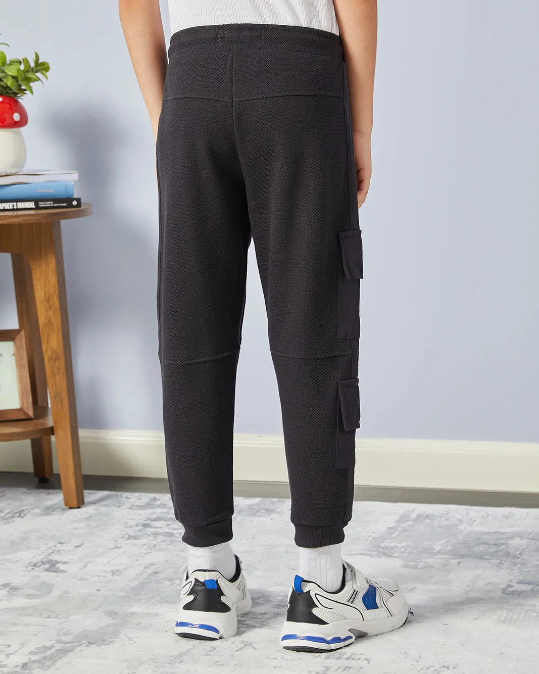 Boys Black Pique Track Pants sold by Redtag product image thumbnail 3