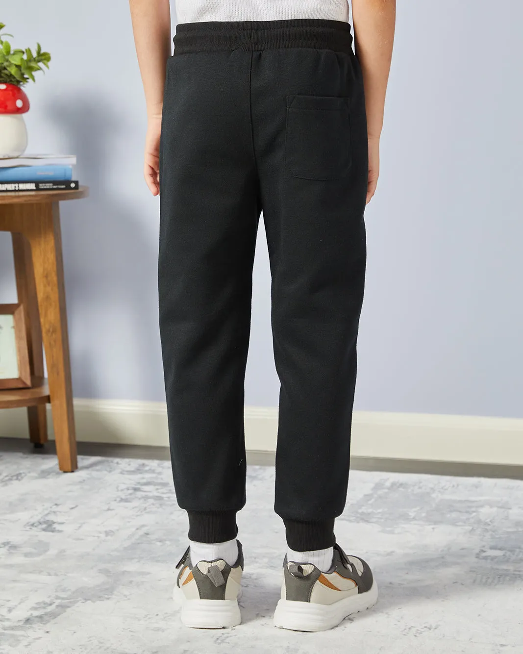 Boys Black Ribbed Track Pants sold by Redtag product image thumbnail 3