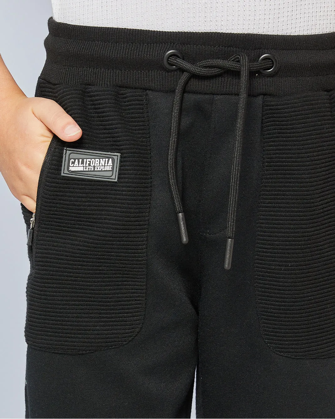 Boys Black Ribbed Track Pants sold by Redtag product image thumbnail 4