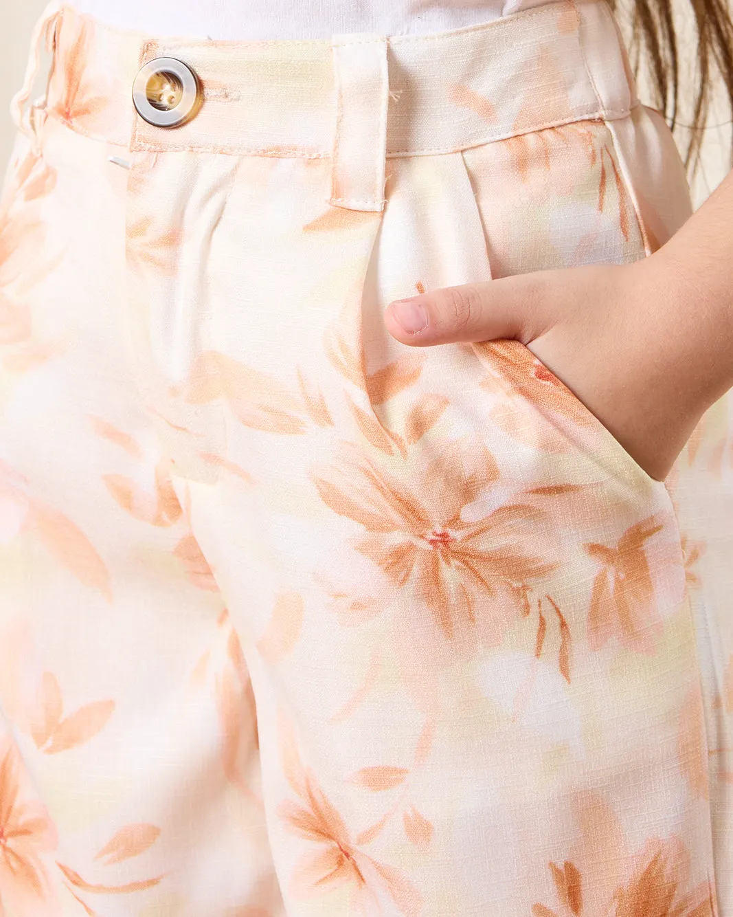 Girls Beige Printed Casual Trousers sold by Redtag product image thumbnail 4