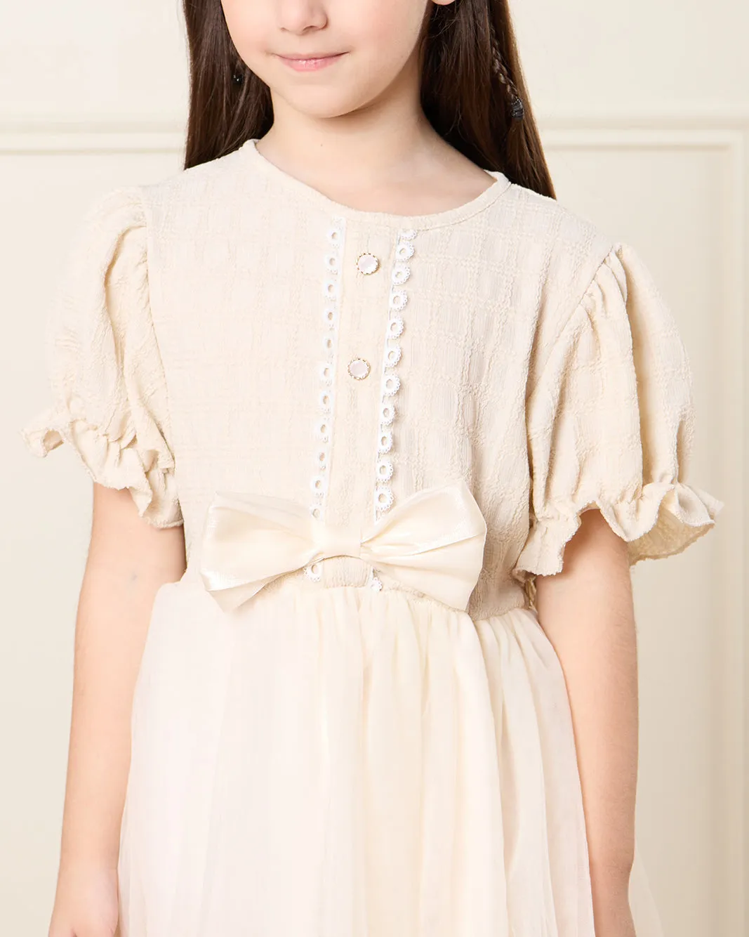 Girls Beige Embroidered Dress sold by Redtag product image thumbnail 2