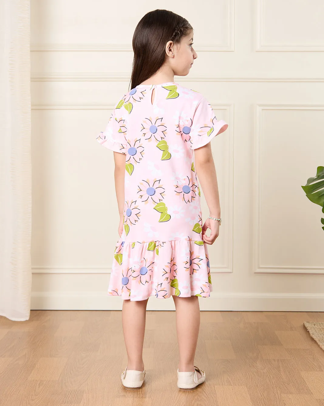Girls Pink Printed Dress sold by Redtag product image thumbnail 3