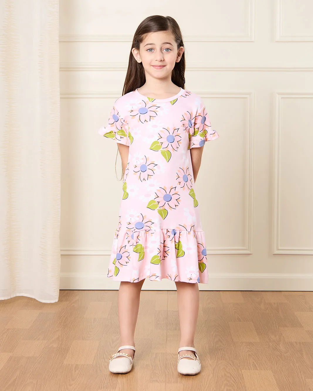 Girls Pink Printed Dress sold by Redtag product image thumbnail 4