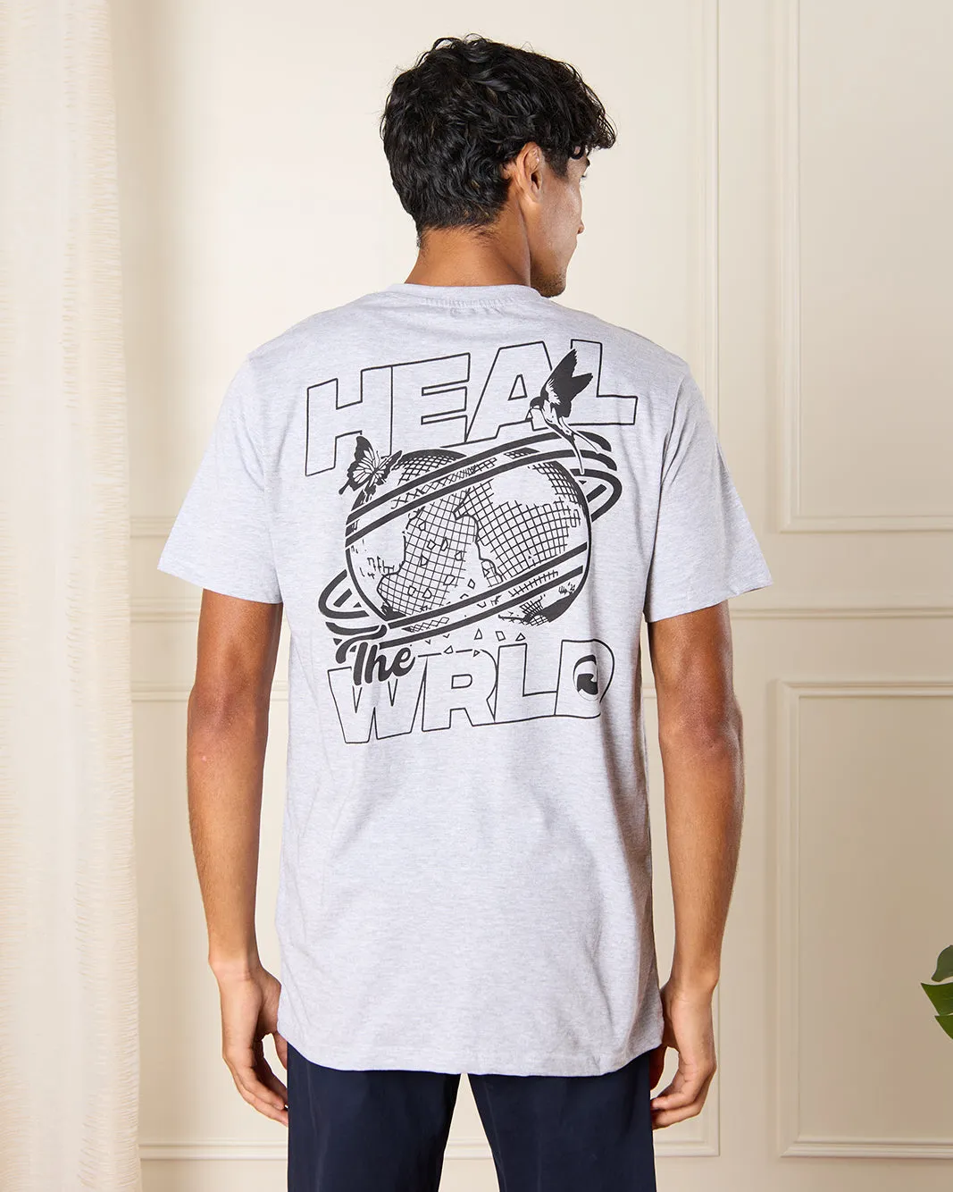 Men Grey Printed T-shirt sold by Redtag product image thumbnail 3