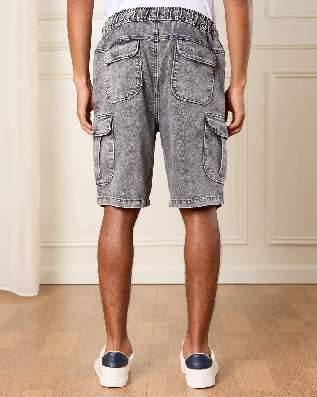 Men Grey Denim Cargo Shorts sold by Redtag product image thumbnail 3
