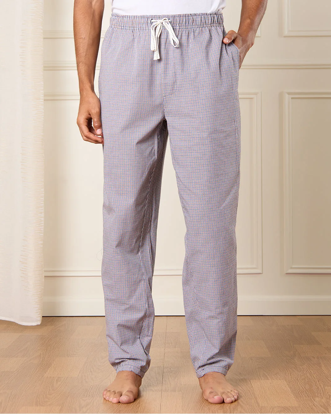 Men White Checkered Pyjama Set (2 Piece) sold by Redtag product image thumbnail 3