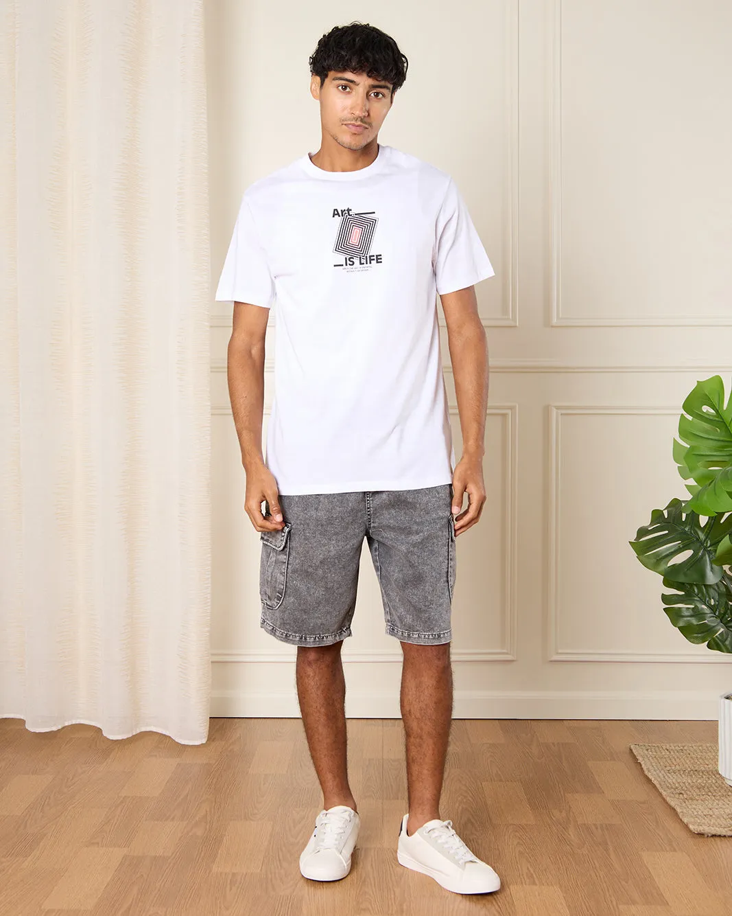 Men White Front And Back Graphic T-Shirt sold by Redtag product image thumbnail 2