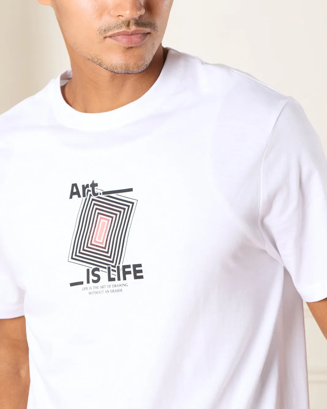 Men White Front And Back Graphic T-Shirt sold by Redtag product image thumbnail 4