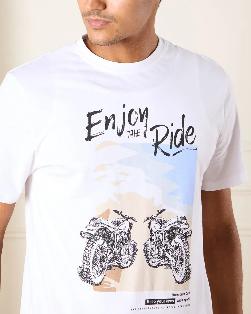 Men White Graphic T-Shirt sold by Redtag product image thumbnail 4