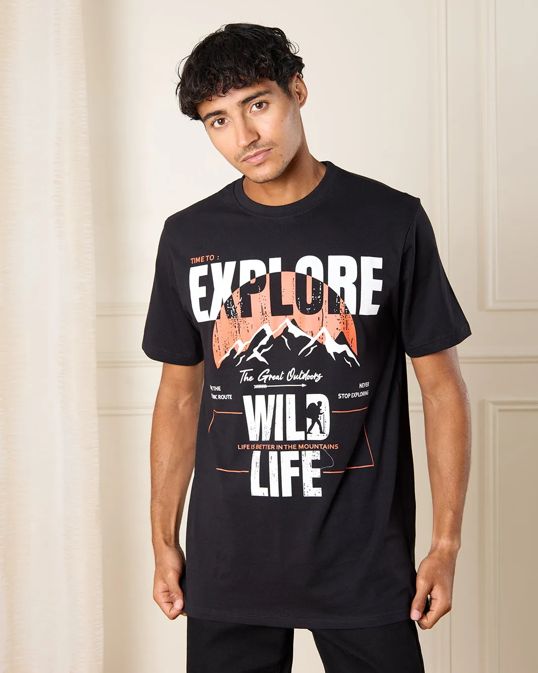 Men Black Graphic T-Shirt sold by Redtag