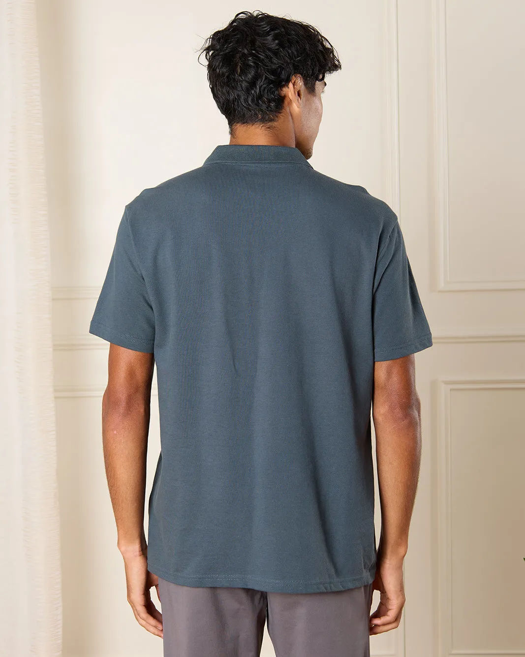 Men Charcoal Plain Basic Polo Shirt sold by Redtag product image thumbnail 3