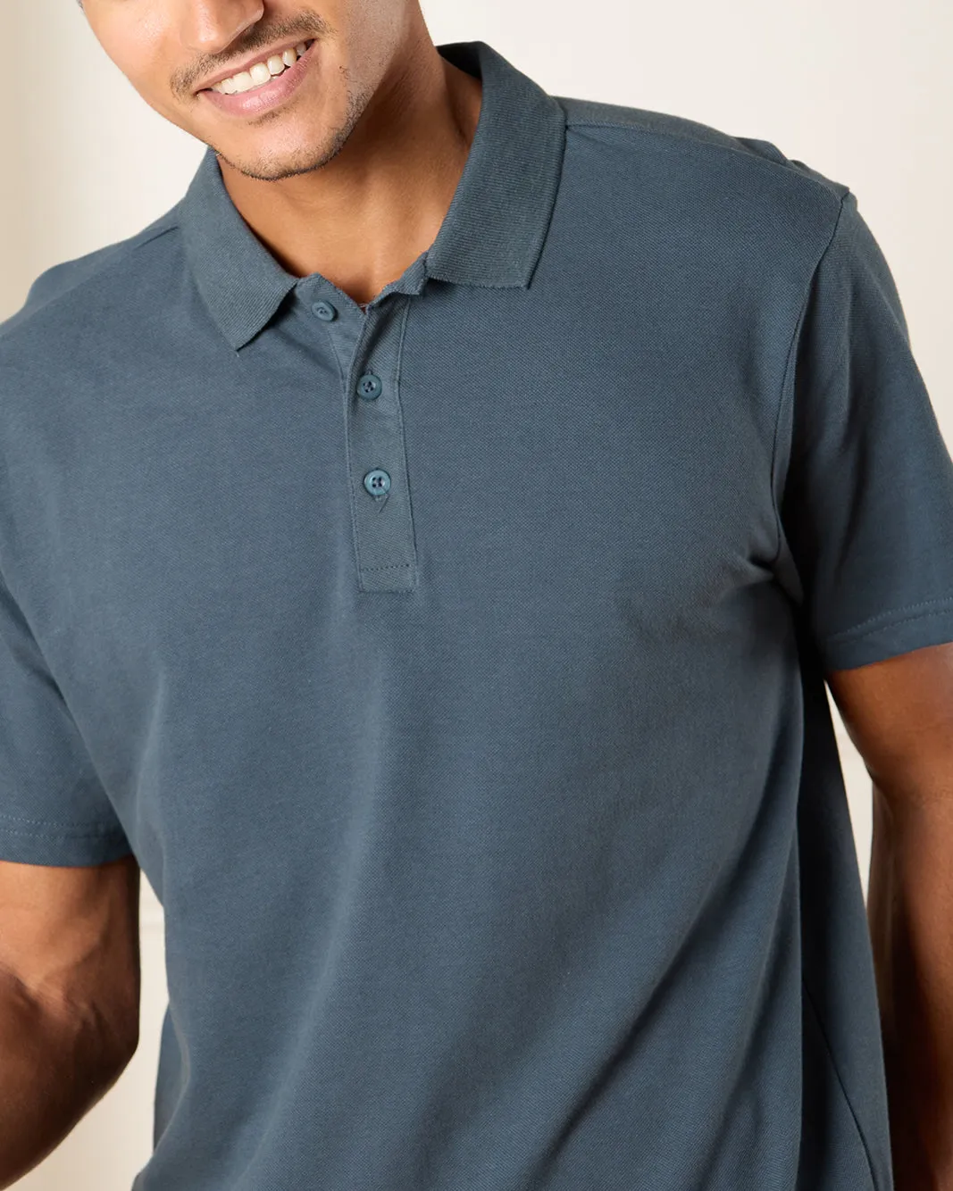 Men Charcoal Plain Basic Polo Shirt sold by Redtag product image thumbnail 4