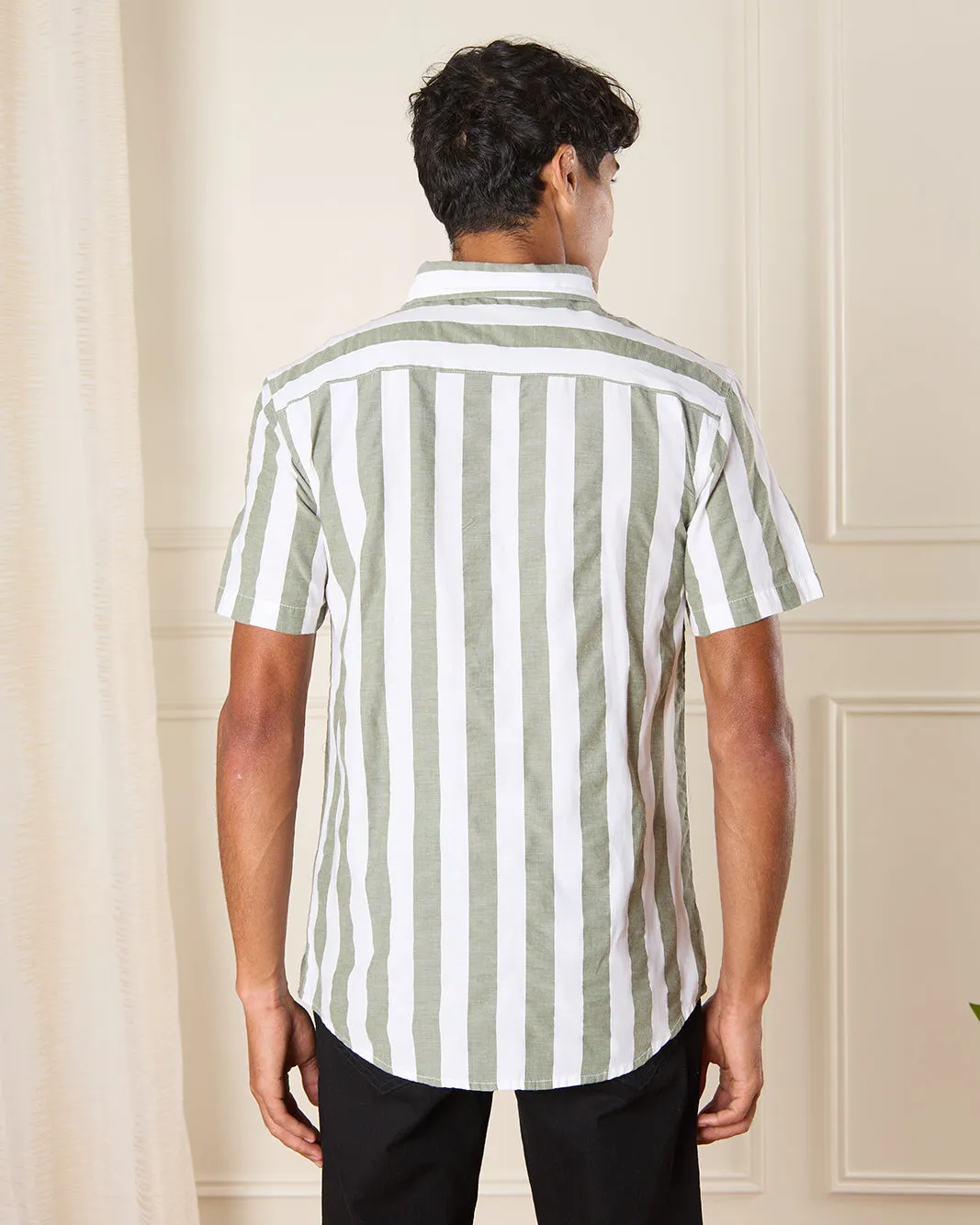 Men White Striped Casual Shirt sold by Redtag product image thumbnail 3