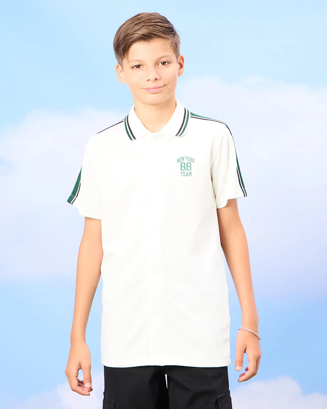 Senior Boys White Baseball Shirt sold by Redtag