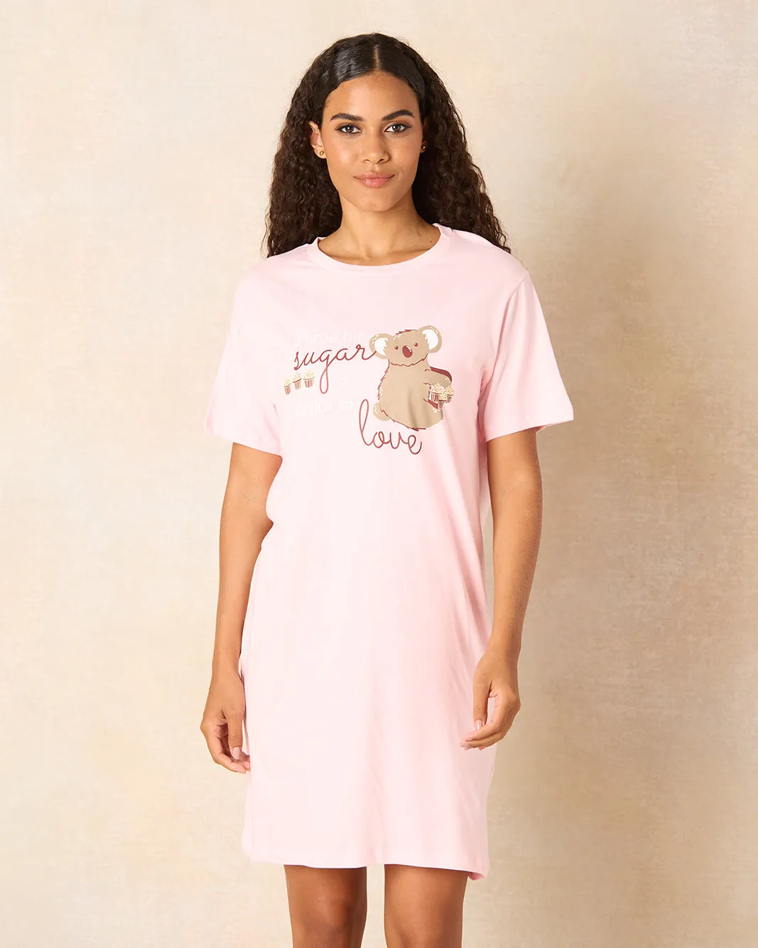 Women Pink Printed Nightshirt sold by Redtag