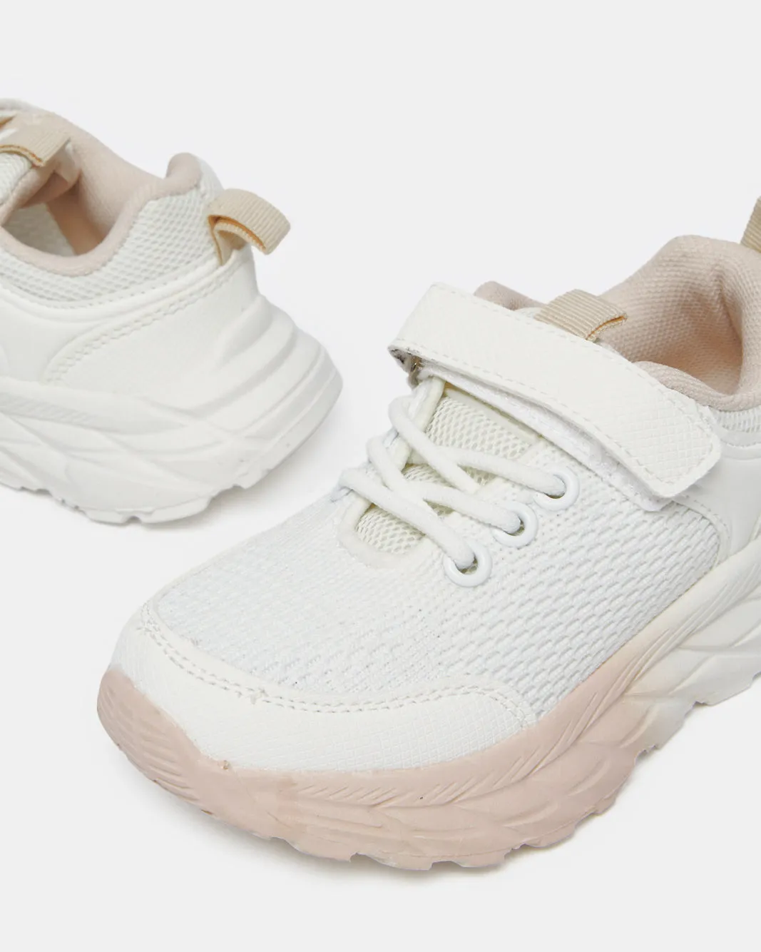 Girls White Textured Velcro Trainer sold by Redtag product image thumbnail 3