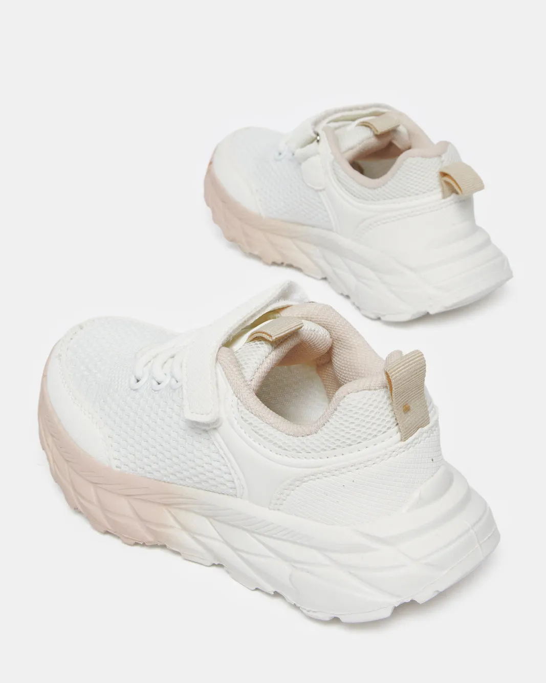 Girls White Textured Velcro Trainer sold by Redtag product image thumbnail 4