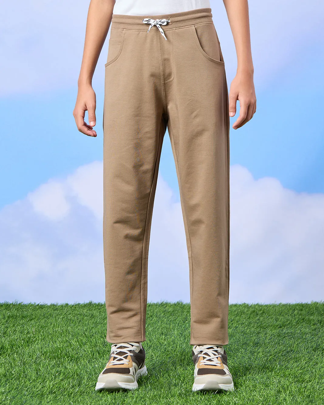 Senior Boys Brown Plain Stretch Active Pants sold by Redtag