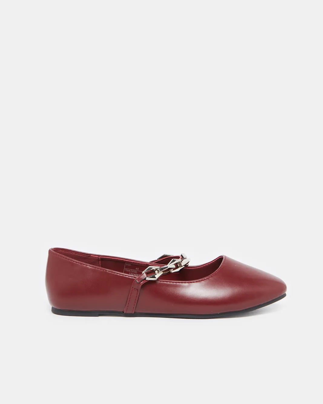 Women Burgundy Ballerina With Gold Strap sold by Redtag