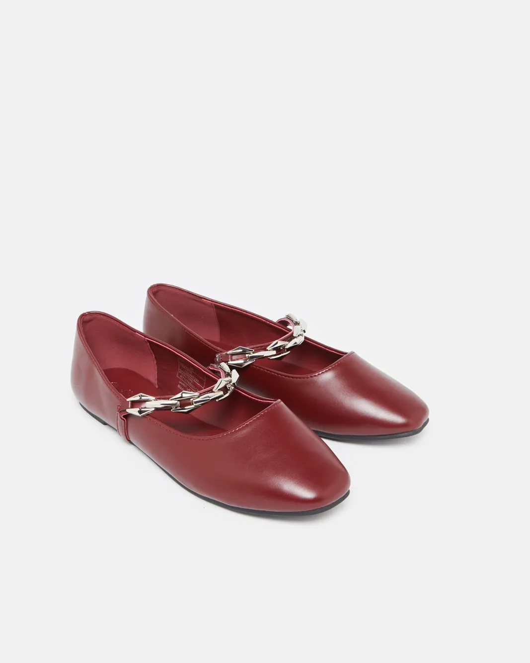 Women Burgundy Ballerina With Gold Strap sold by Redtag product image thumbnail 2