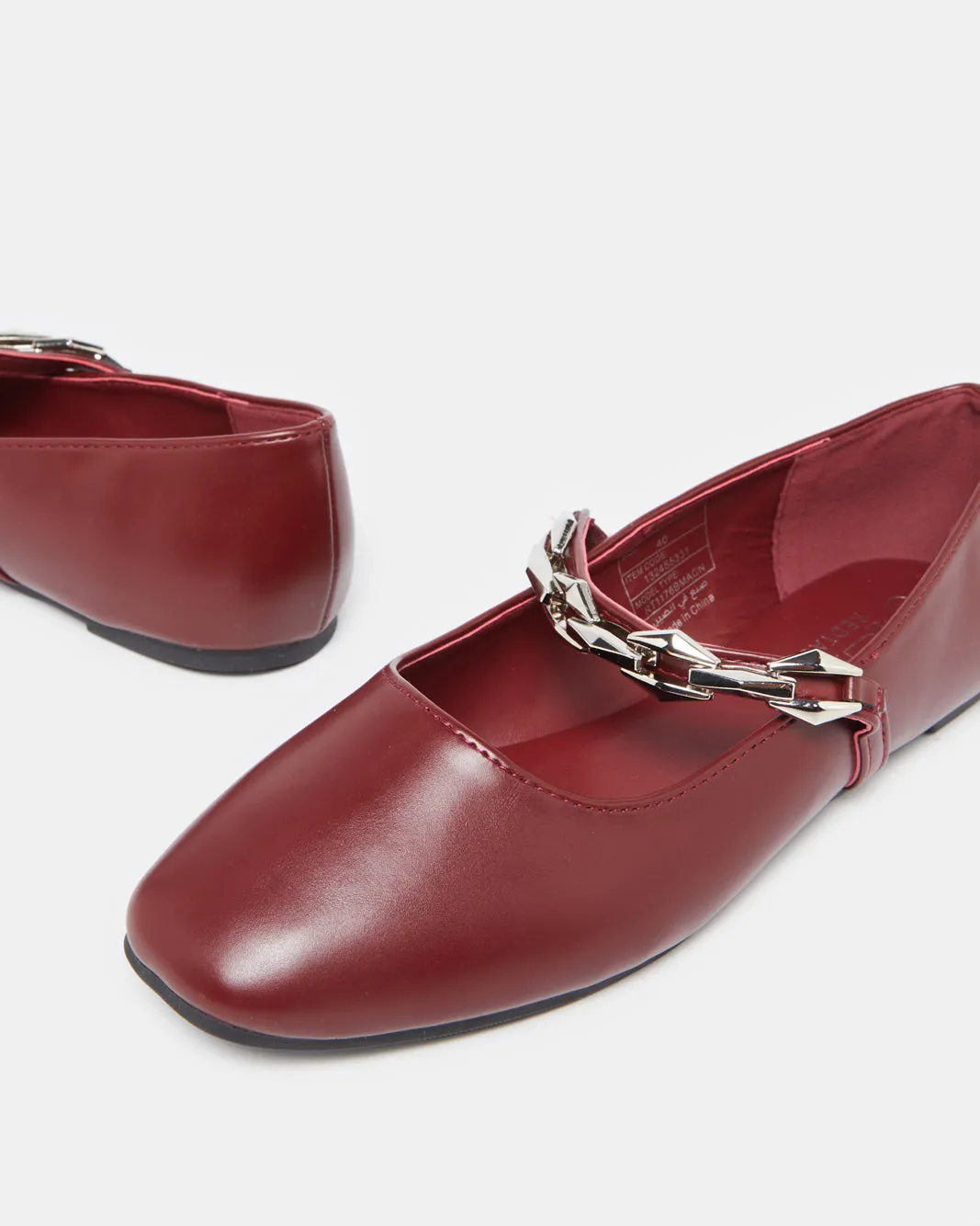 Women Burgundy Ballerina With Gold Strap sold by Redtag product image thumbnail 3