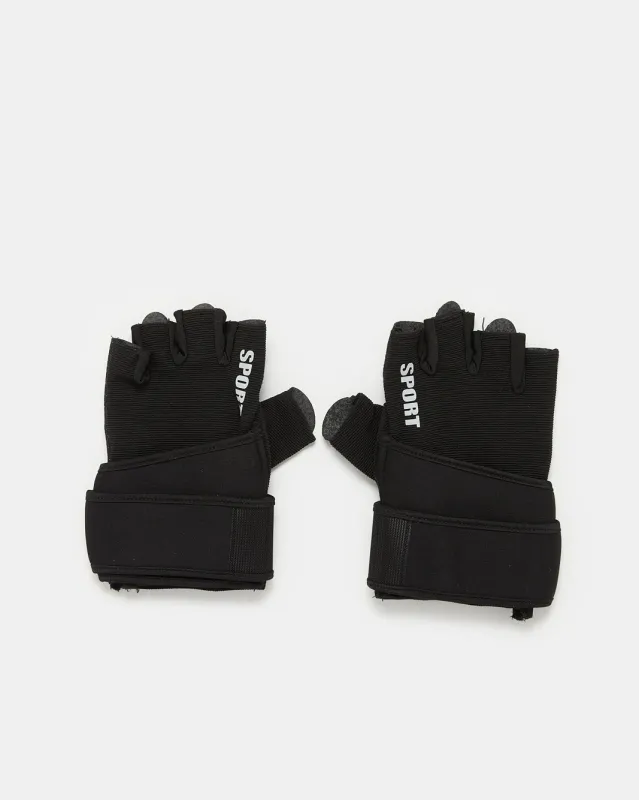 Black Gym Gloves (Medium) sold by Redtag