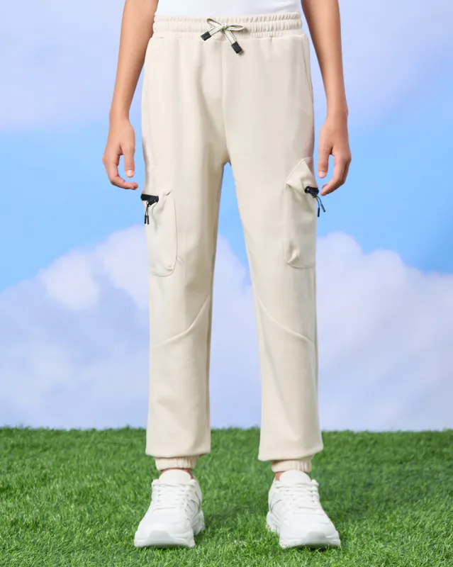 Senior Boys Beige Cargo Active Pants sold by Redtag