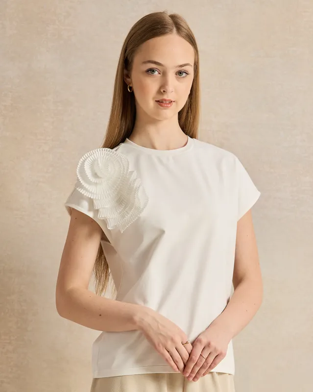 Senior Girls White Embellished Top sold by Redtag