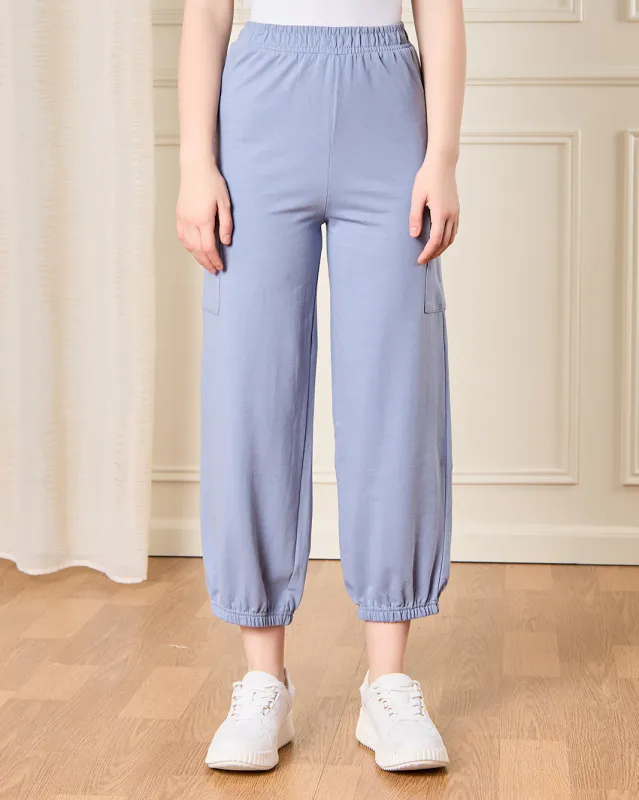 Senior Girls Blue Cargo Pocket Pants sold by Redtag