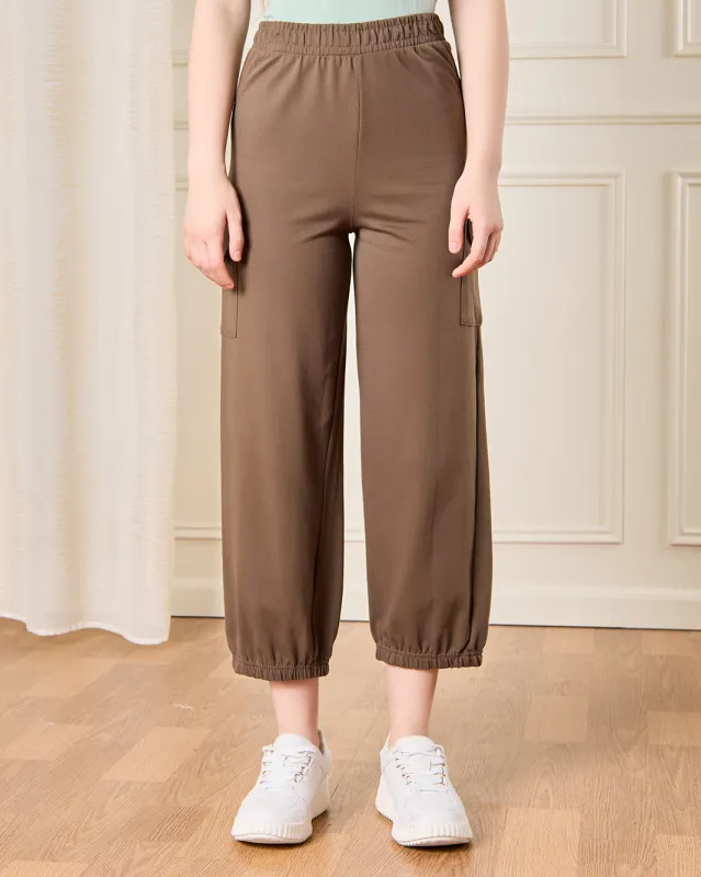 Senior Girls Brown Cargo Pocket Pants sold by Redtag