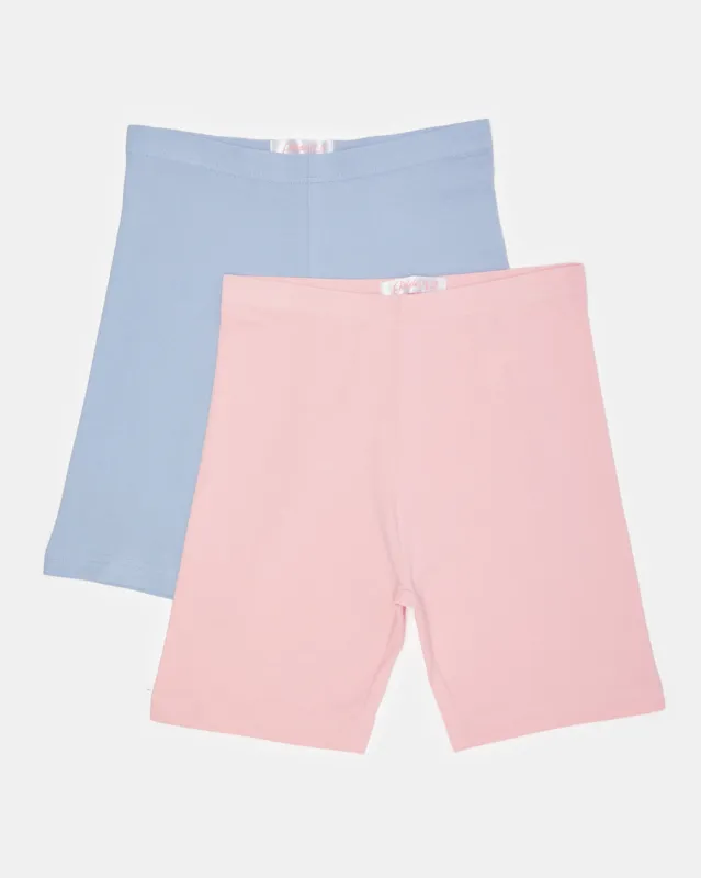 Senior Girls Pink And Blue Cycling Shorts (Pack of 2) sold by Redtag